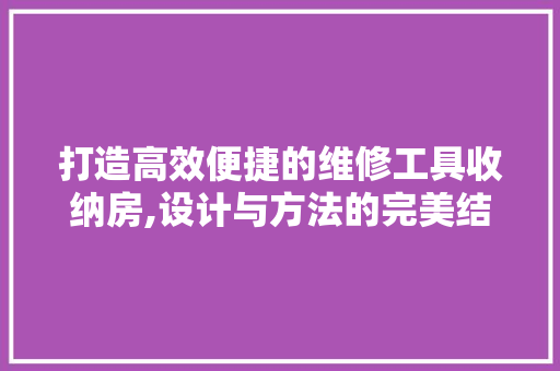 打造高效便捷的维修工具收纳房,设计与方法的完美结合
