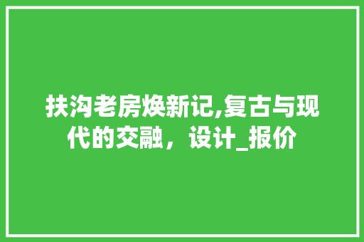 扶沟老房焕新记,复古与现代的交融，设计_报价