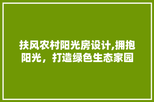 扶风农村阳光房设计,拥抱阳光，打造绿色生态家园