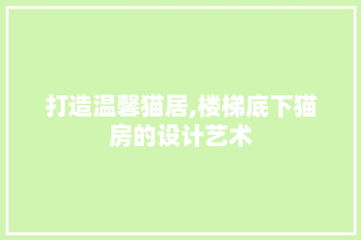 打造温馨猫居,楼梯底下猫房的设计艺术