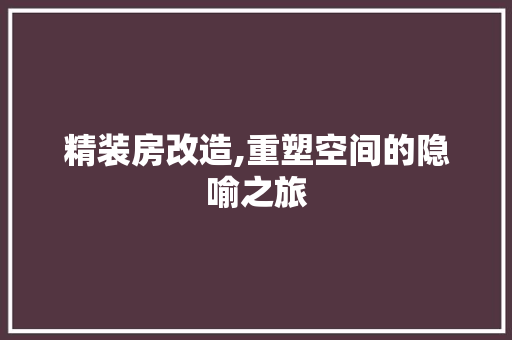 精装房改造,重塑空间的隐喻之旅