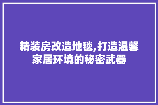 精装房改造地毯,打造温馨家居环境的秘密武器