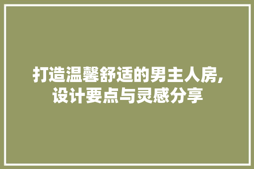 打造温馨舒适的男主人房,设计要点与灵感分享
