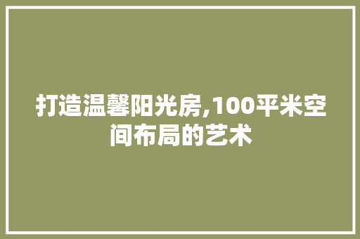 打造温馨阳光房,100平米空间布局的艺术