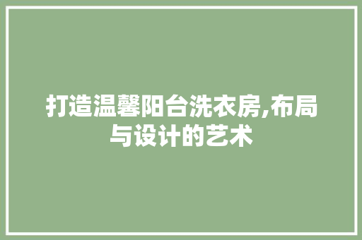打造温馨阳台洗衣房,布局与设计的艺术