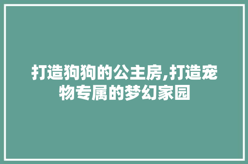 打造狗狗的公主房,打造宠物专属的梦幻家园