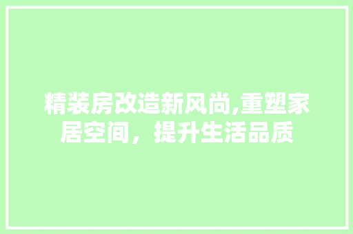 精装房改造新风尚,重塑家居空间，提升生活品质