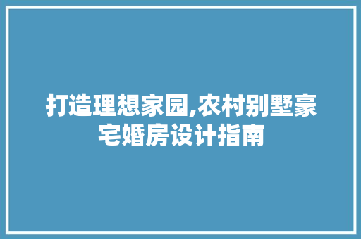 打造理想家园,农村别墅豪宅婚房设计指南