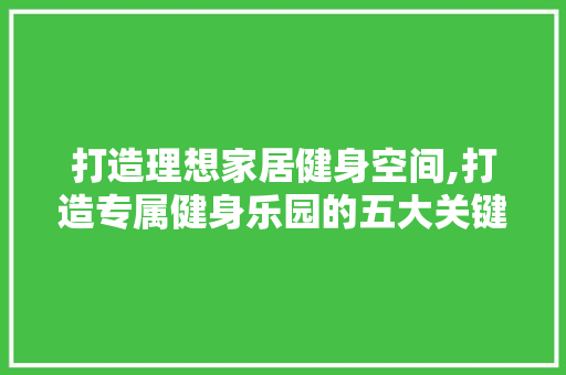 打造理想家居健身空间,打造专属健身乐园的五大关键要素