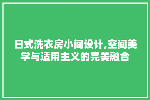 日式洗衣房小间设计,空间美学与适用主义的完美融合