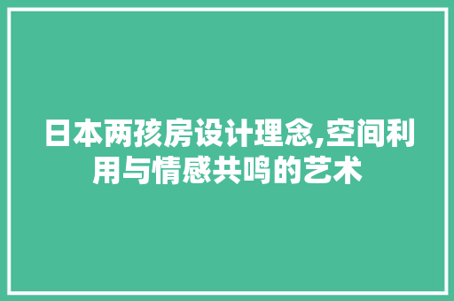 日本两孩房设计理念,空间利用与情感共鸣的艺术