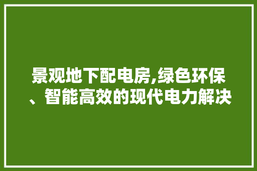 景观地下配电房,绿色环保、智能高效的现代电力解决方法