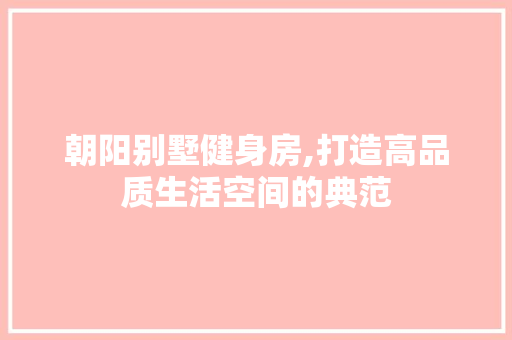 朝阳别墅健身房,打造高品质生活空间的典范