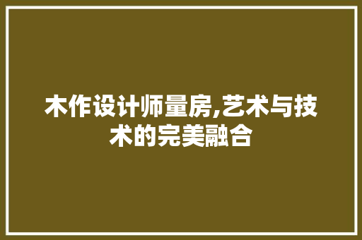 木作设计师量房,艺术与技术的完美融合