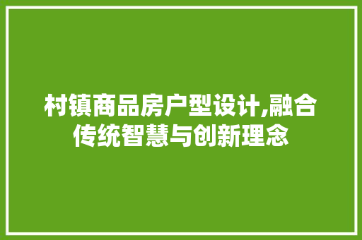 村镇商品房户型设计,融合传统智慧与创新理念