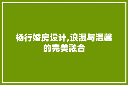 杨行婚房设计,浪漫与温馨的完美融合