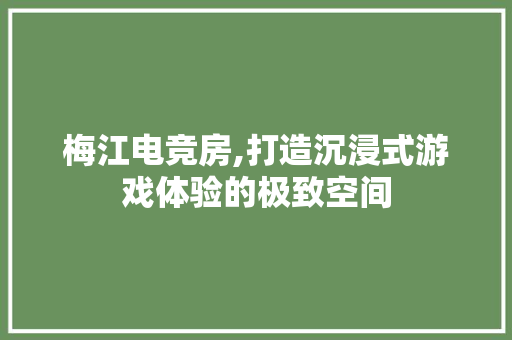 梅江电竞房,打造沉浸式游戏体验的极致空间