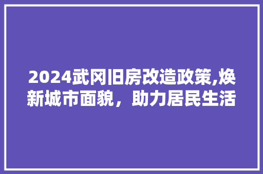 2024武冈旧房改造政策,焕新城市面貌，助力居民生活品质提升