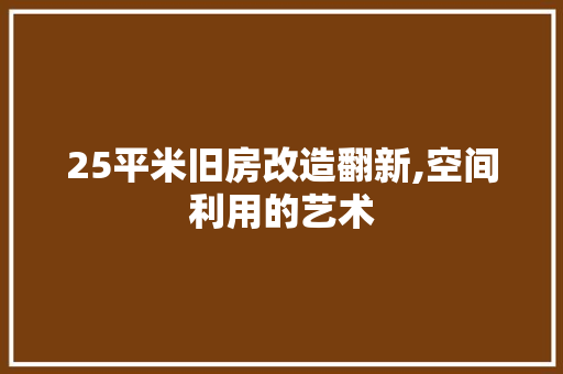 25平米旧房改造翻新,空间利用的艺术