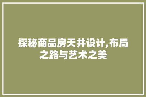 探秘商品房天井设计,布局之路与艺术之美