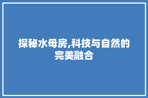 探秘水母房,科技与自然的完美融合