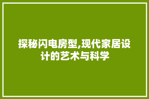 探秘闪电房型,现代家居设计的艺术与科学