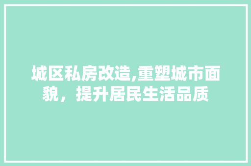 城区私房改造,重塑城市面貌，提升居民生活品质