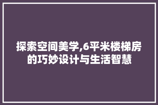 探索空间美学,6平米楼梯房的巧妙设计与生活智慧