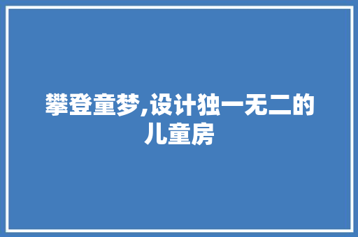 攀登童梦,设计独一无二的儿童房