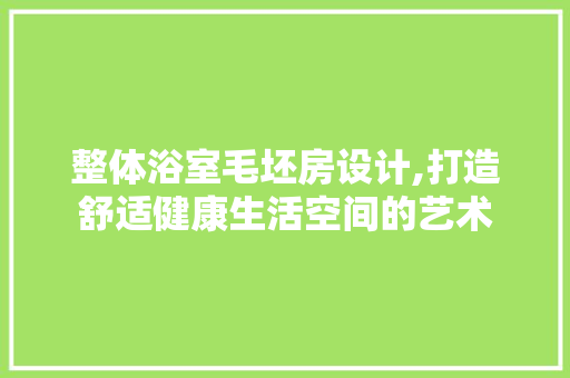 整体浴室毛坯房设计,打造舒适健康生活空间的艺术