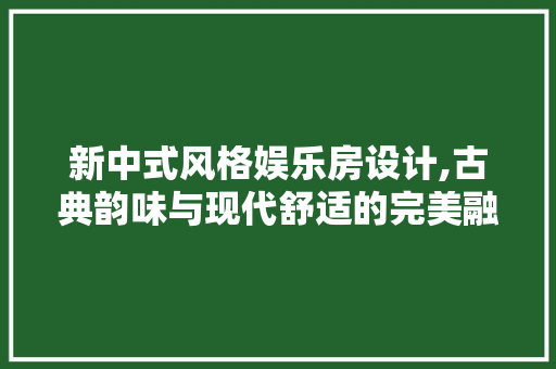 新中式风格娱乐房设计,古典韵味与现代舒适的完美融合