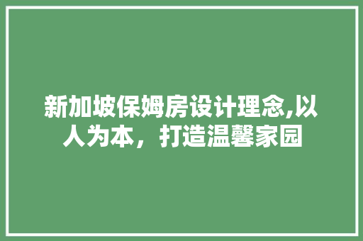 新加坡保姆房设计理念,以人为本，打造温馨家园
