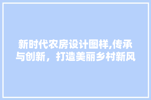 新时代农房设计图样,传承与创新，打造美丽乡村新风貌