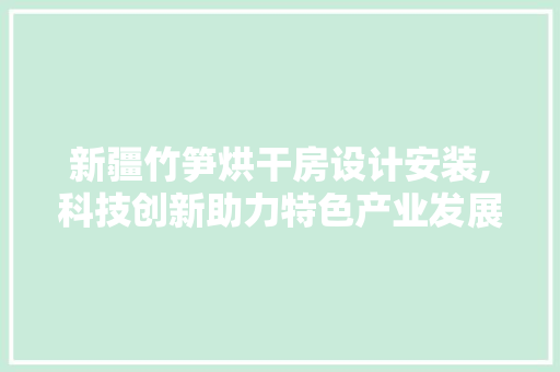 新疆竹笋烘干房设计安装,科技创新助力特色产业发展