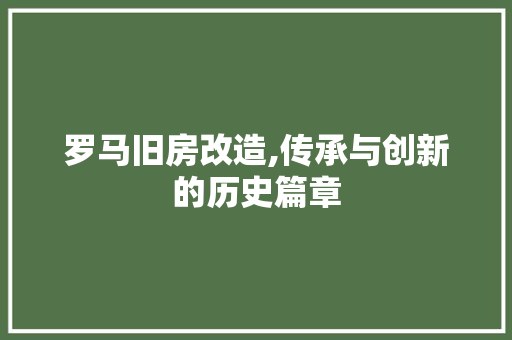 罗马旧房改造,传承与创新的历史篇章