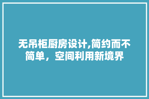 无吊柜厨房设计,简约而不简单，空间利用新境界
