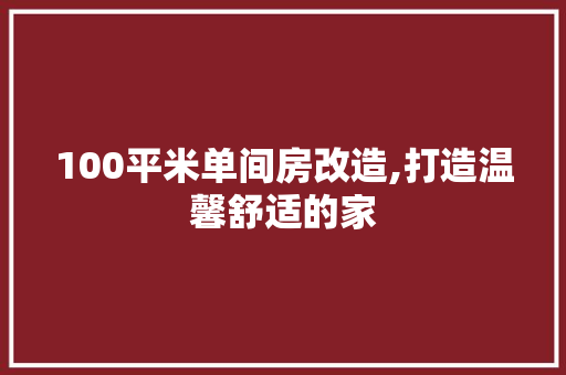100平米单间房改造,打造温馨舒适的家