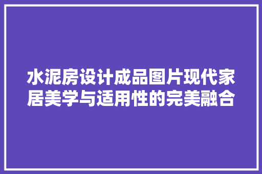 水泥房设计成品图片现代家居美学与适用性的完美融合