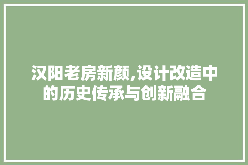 汉阳老房新颜,设计改造中的历史传承与创新融合