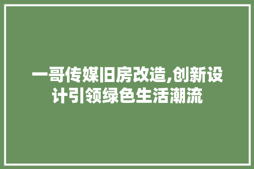 一哥传媒旧房改造,创新设计引领绿色生活潮流