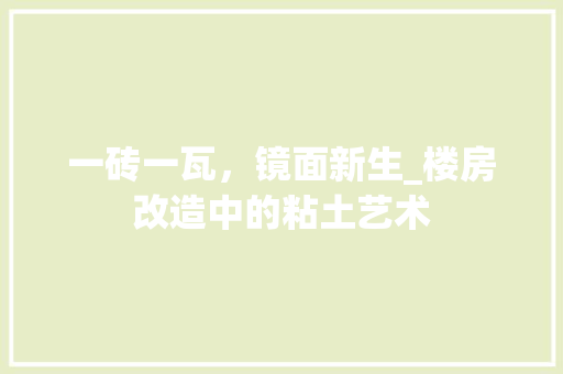一砖一瓦，镜面新生_楼房改造中的粘土艺术