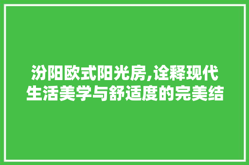 汾阳欧式阳光房,诠释现代生活美学与舒适度的完美结合