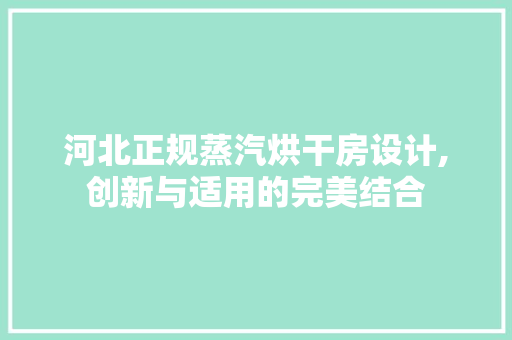 河北正规蒸汽烘干房设计,创新与适用的完美结合