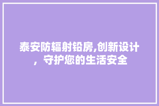 泰安防辐射铅房,创新设计，守护您的生活安全