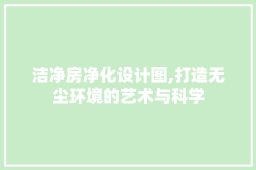 洁净房净化设计图,打造无尘环境的艺术与科学