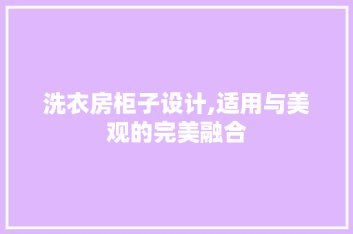 洗衣房柜子设计,适用与美观的完美融合