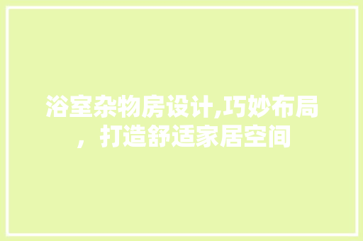 浴室杂物房设计,巧妙布局，打造舒适家居空间