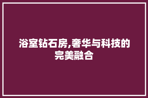 浴室钻石房,奢华与科技的完美融合