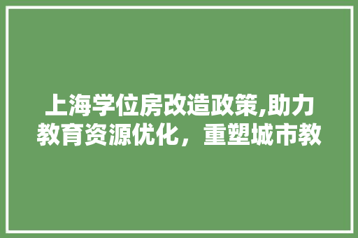 上海学位房改造政策,助力教育资源优化，重塑城市教育格局