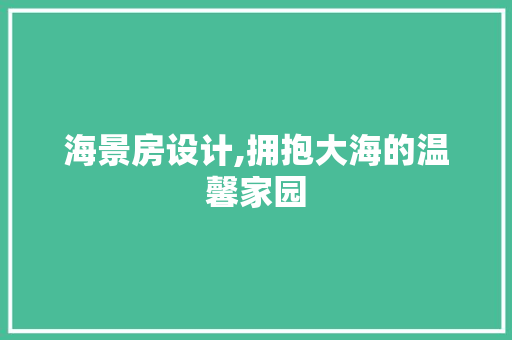 海景房设计,拥抱大海的温馨家园
